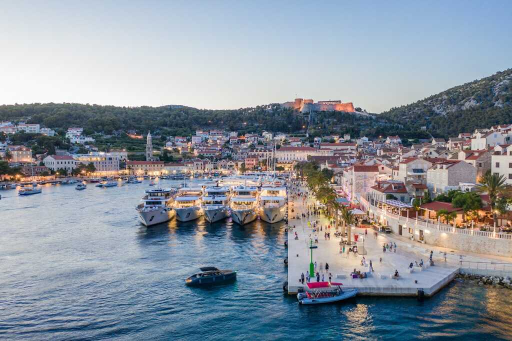 Old town of Hvar with waterfront promenade